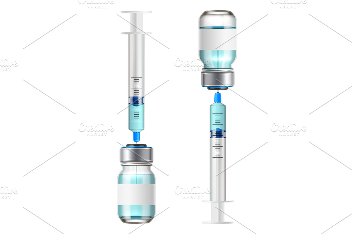 Realistic medical glass bottle with, an Object Illustration by Vectorbuum