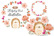 watercolour flower cute hedgehog, an Illustration by hanacrochetdesign (Thumbnail 7 of 7)
