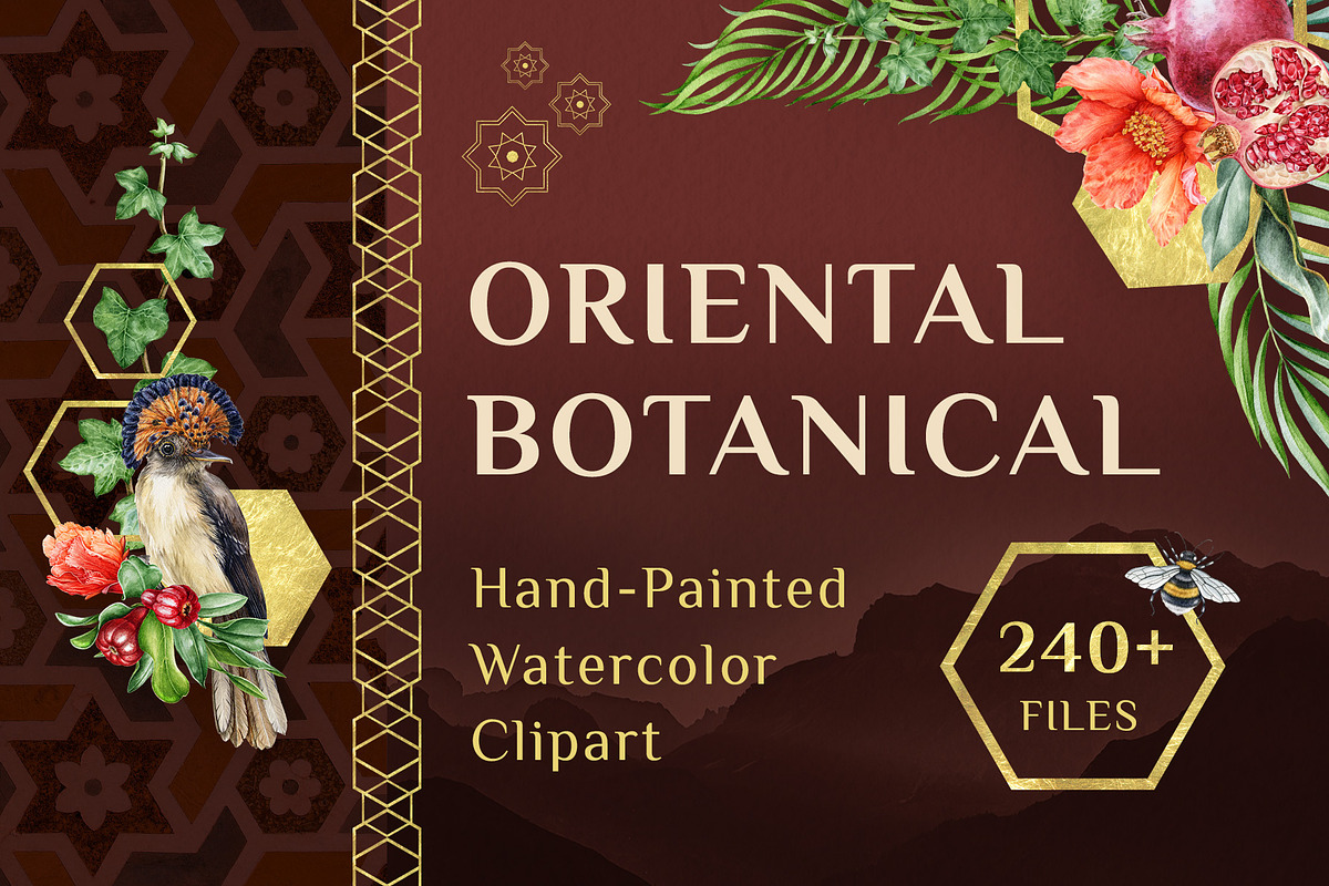 Oriental Botanical Watercolor Set, a Decorative Illustration by AnitaPol (Photo 1 of 15)