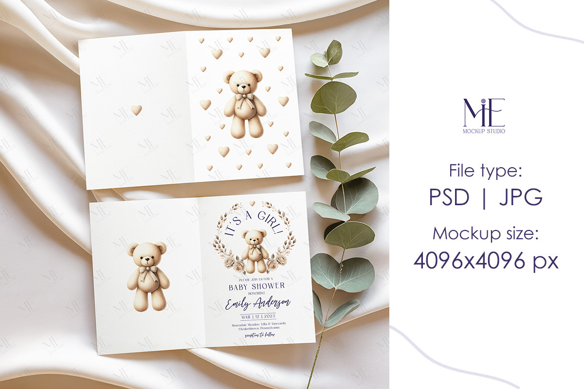 Bifold Card Mockup Folded Invitation, an Advertising Mockup by Mie Mockup Studio (Photo 3 of 7)