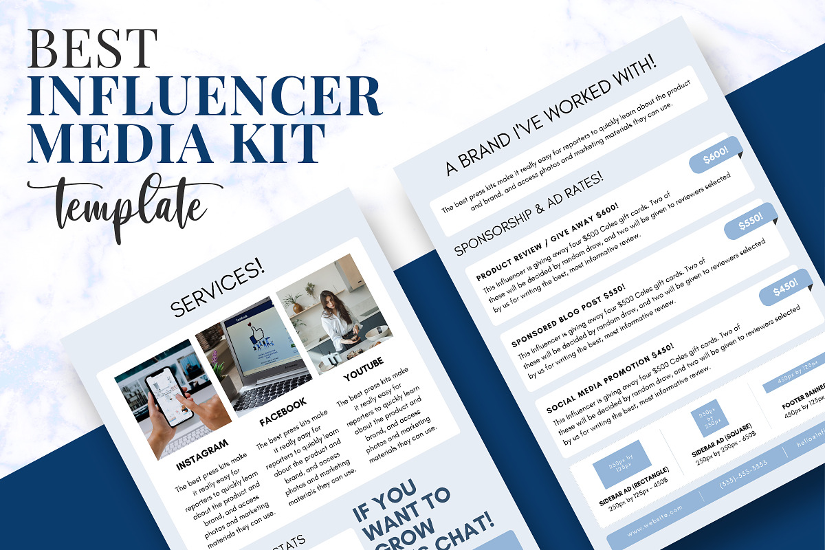 Influencer Media Kit Canva Templates, a Presentation Template by Snapybiz