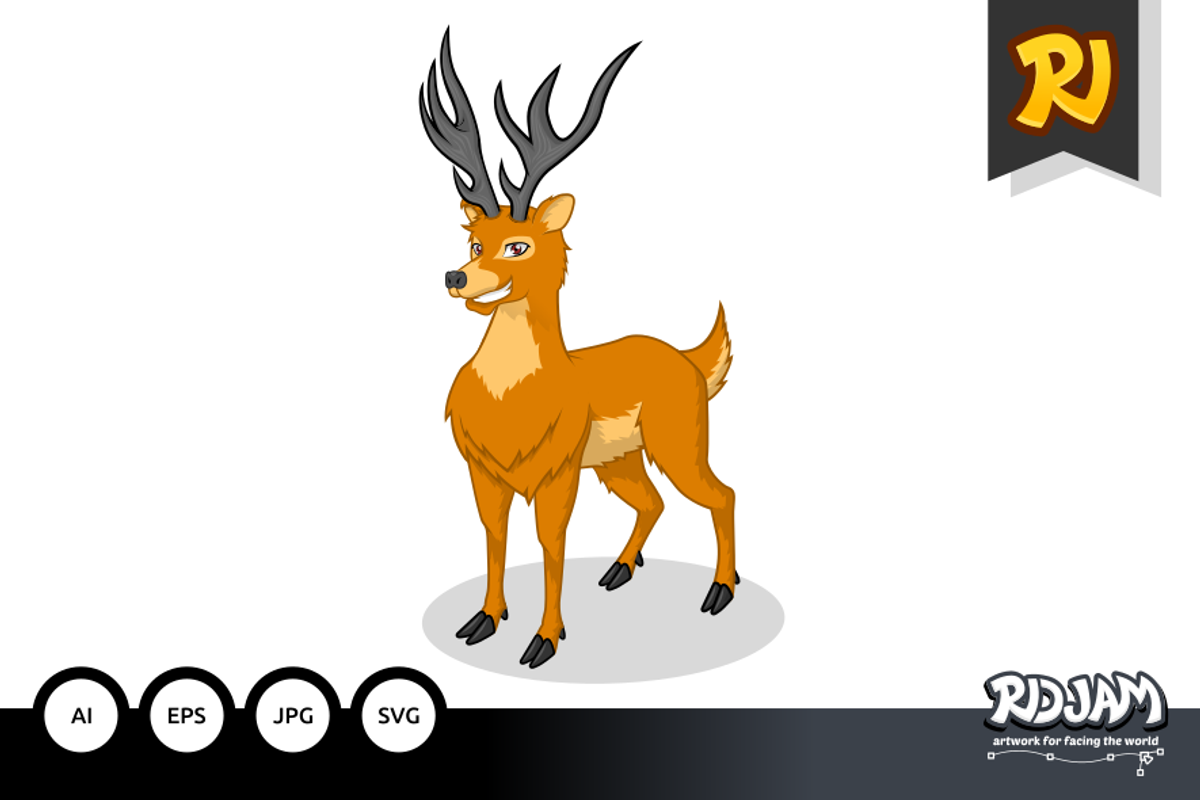 Deer Cartoon, a Graphic by ridjam