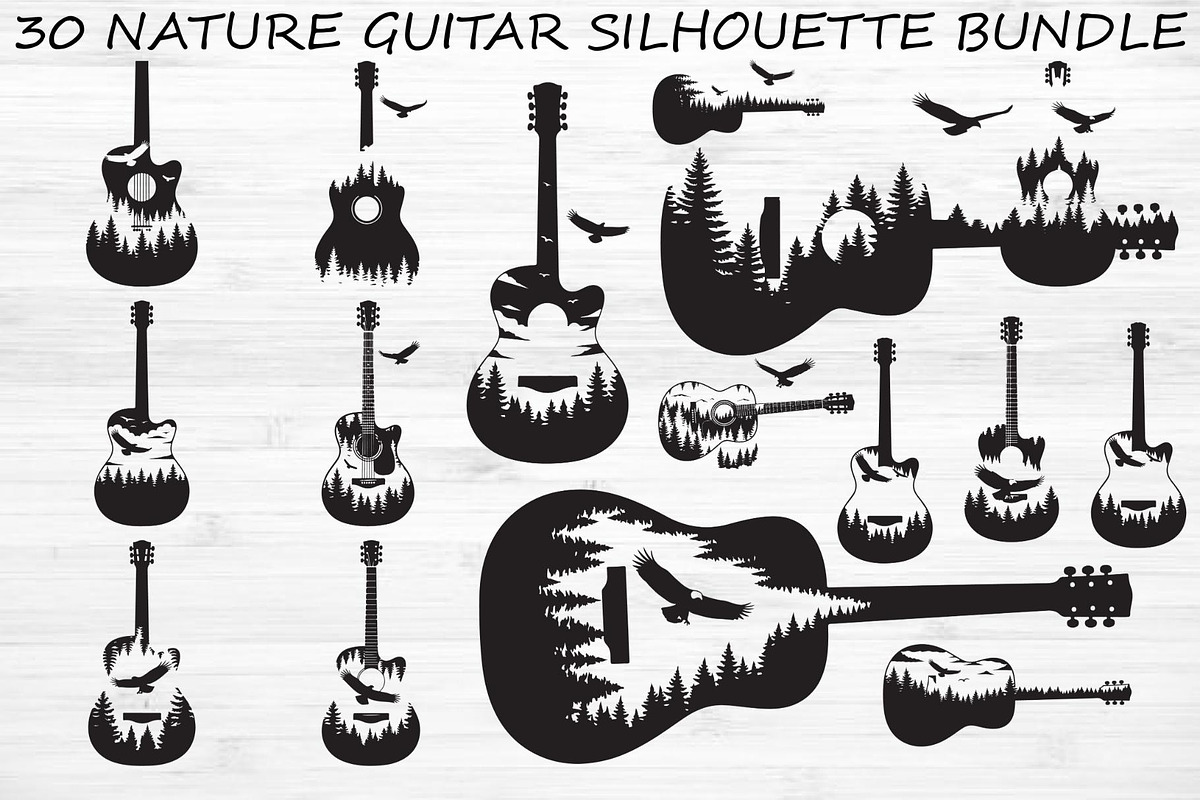 Nature Landscape Guitar Silhouette, an Object Illustration by Creativeshirt (Photo 1 of 31)