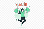 Happy Woman Holding Shopping Bag, a Person Illustration by Partikusi Design (Thumbnail 3 of 3)