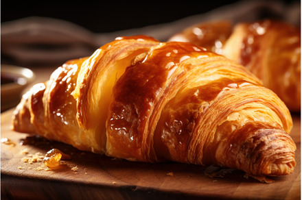 Buttery Homemade croissant. Generate, a Food & Drink Photo by Ylivdesign