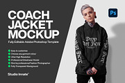 Coach Jacket Mockup – Modelled, a Hoody Mockup by Studio Innate (Thumbnail 1 of 5)