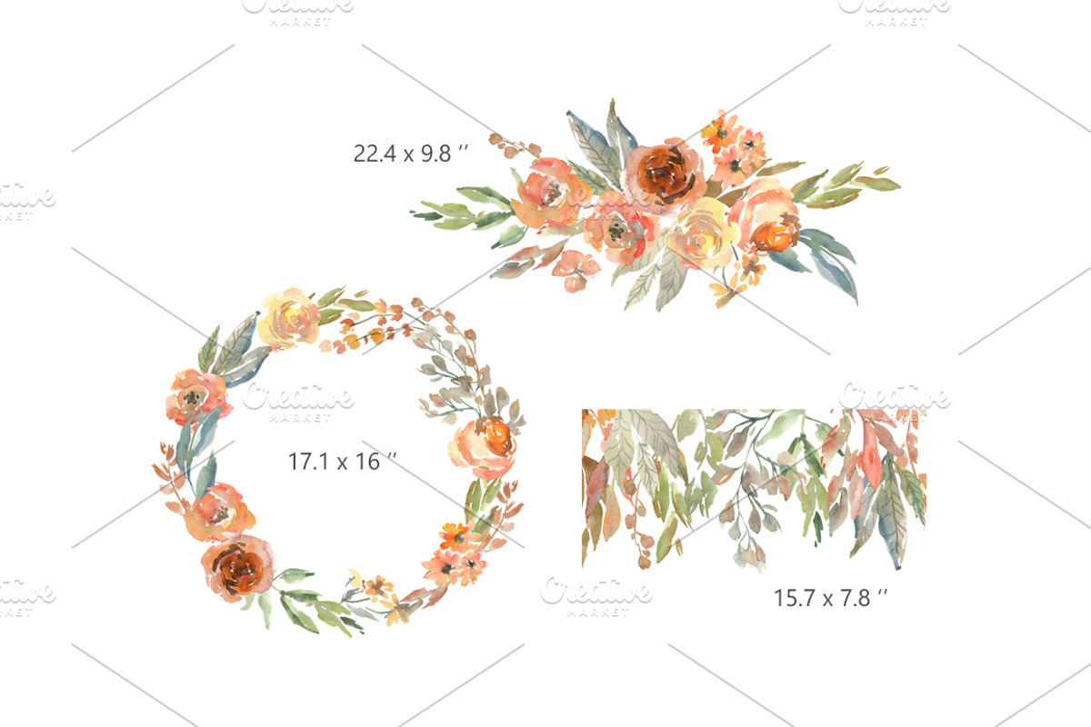 Watercolor Autumn Flowers, an Illustration by GraphicsDish (Photo 3 of 4)