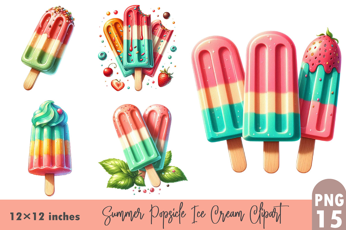 Summer Popsicle Ice Cream Clipart., a Graphic by CitraGraphics (Photo 1 of 3)