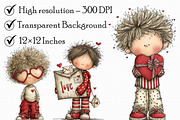 Quirky Valentine Boy Clipart, an Illustration by Libby Wishes (Thumbnail 5 of 7)