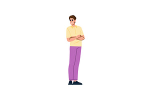 Young man smiling and crossing arms, a Person Illustration by pikepicture