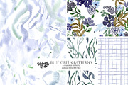 Blue Green Watercolor Patterns, a Wallpaper Graphic by Webvilla Studio (Thumbnail 1 of 9)