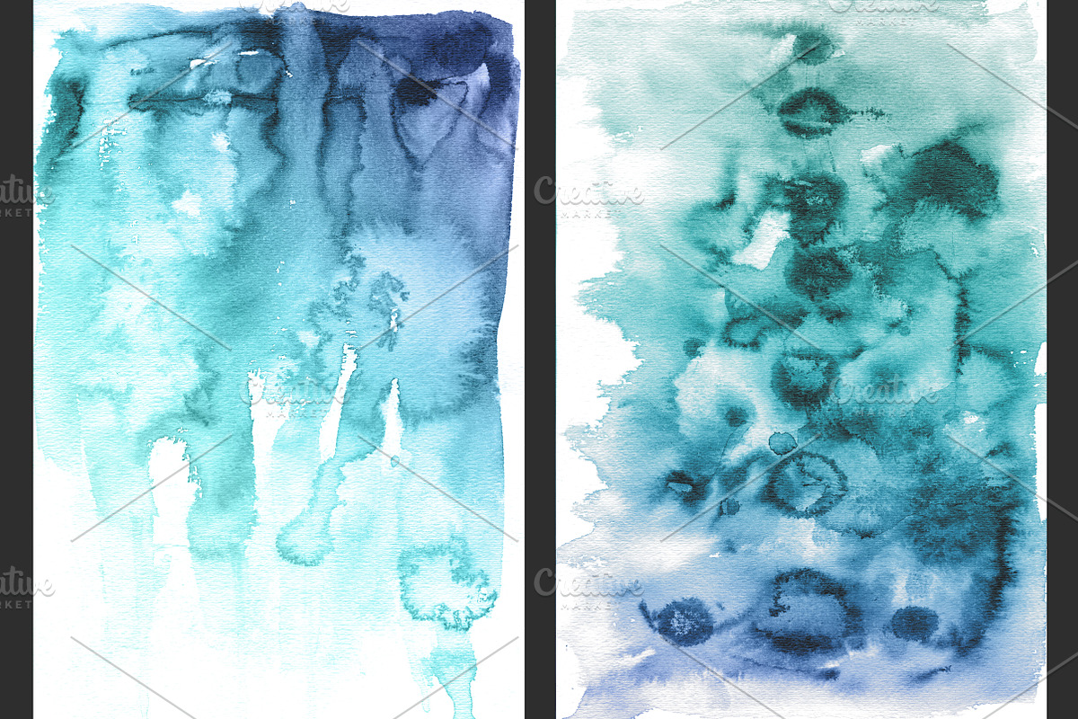 Blue Ombré India Ink Backgrounds, a Texture Graphic by M. by mprintly (Photo 3 of 5)