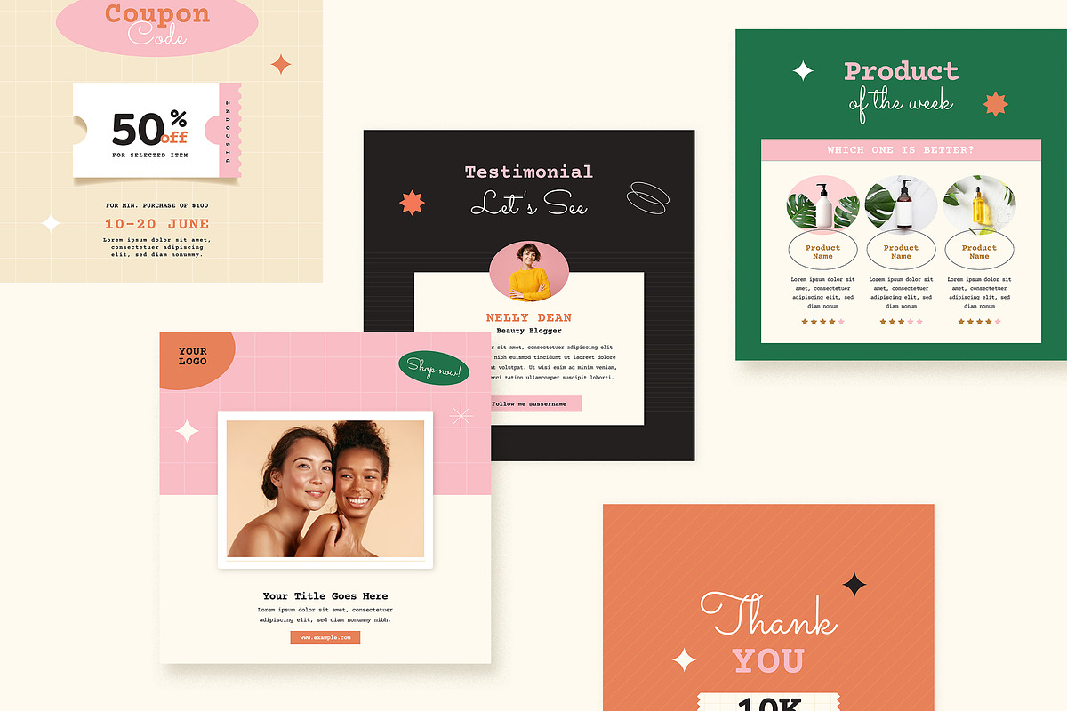 Beauty Instagram Templates, a Social Media Template by Vynetta (Photo 2 of 7)
