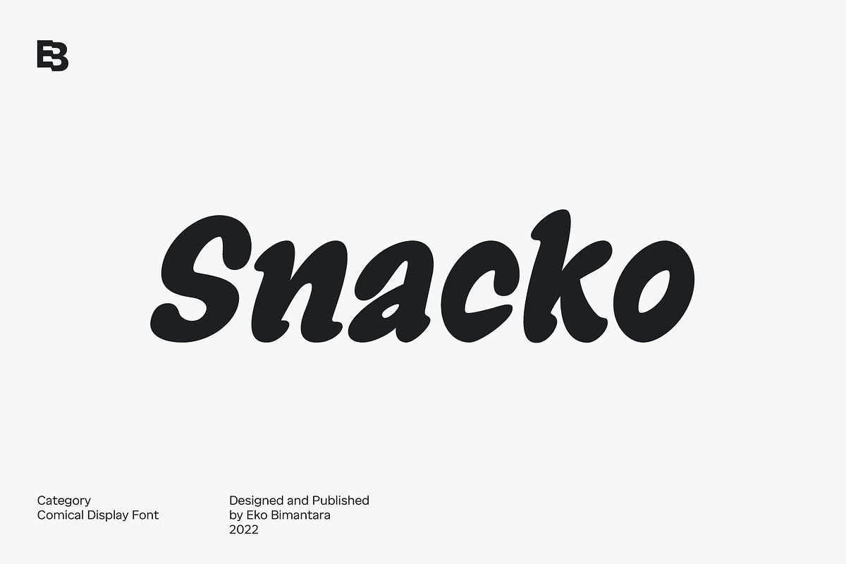 Snacko; Comical Display Font, a Sans Serif Font by Eko Bimantara (Photo 1 of 9)