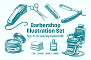 Barbershop Illustration Set, a Work Illustration by ™Creasi (Thumbnail 1 of 6)