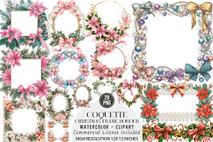 Coquette Christmas Frame Border Clip, an Illustration by DreamArtGraphic