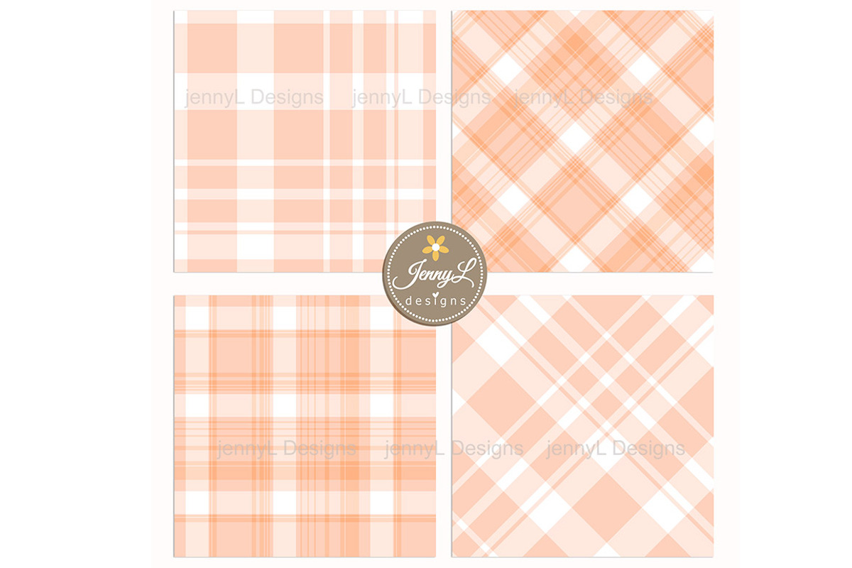 Peach Plaid Digital Papers, Pastel, a Pattern Graphic by JennyL Designs (Photo 6 of 8)