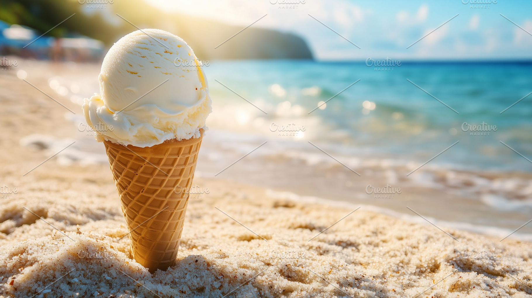 Delicious vanilla ice cream cone on, a Food & Drink Photo by MistyDay