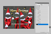 Funny Elf Family Christmas Card PSD, a Card Template by HaywireMedia & Mockups (Thumbnail 3 of 5)