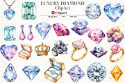 Luxury Diamond ClipArt, an Illustration by Watercolor design (Thumbnail 1 of 12)