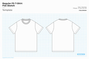 Regular-fit T-shirt Flat Sketch, a Shirt Mockup by moreeestudio