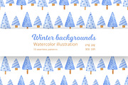 Winter Christmas trees backgrounds, a Texture Illustration by Anna Kopylova (Thumbnail 1 of 4)