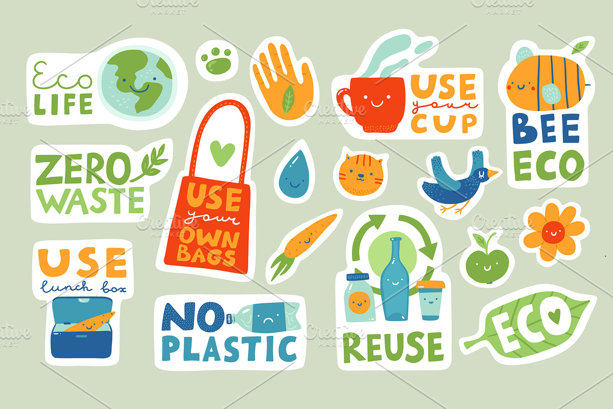 Eco stickers. Zero waste, eco life., an Object Graphic by anna khramtsova (Photo 6 of 8)