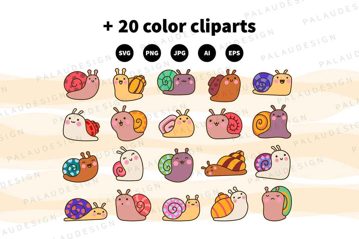 Cute Kawaii Snails, an Animal Illustration by Palau (Photo 10 of 12)
