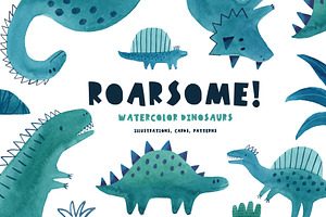 ROARSOME watercolor dinosaurs