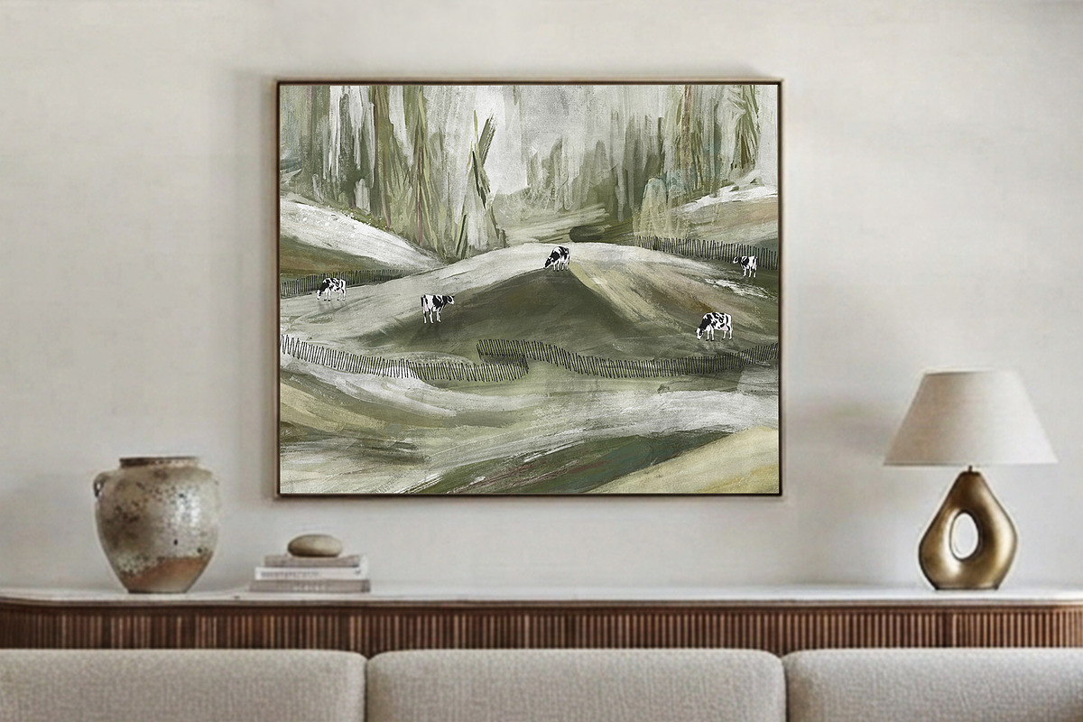 Countryside Hills & Cows Wallpaper, a Wallpaper Graphic by apollinariia_shop (Photo 12 of 13)