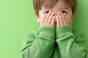 Cute little boy in a green sweater, a Person Photo by MistyDay