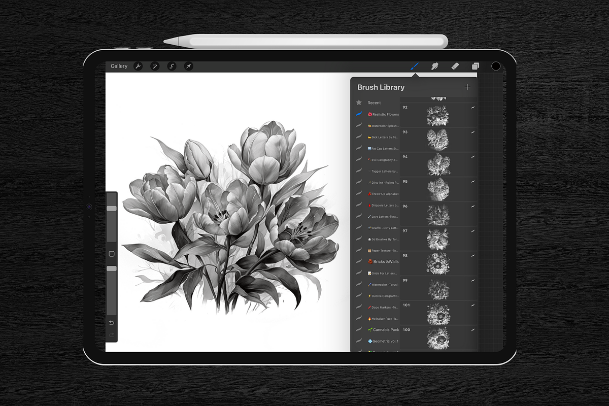 110 + Flowers Stamps for Procreate, a Brushes & More by Torus1 (Photo 5 of 8)