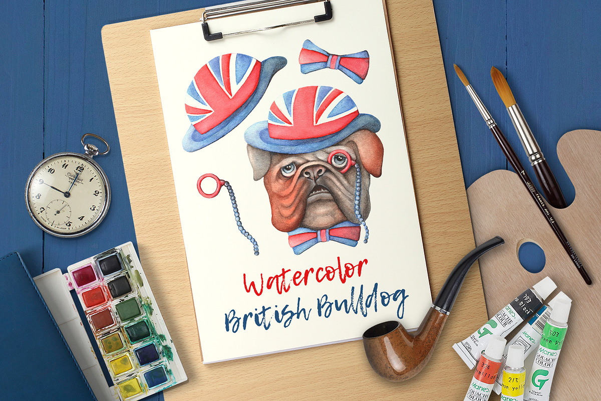 Watercolor British Bulldog, a Graphic by Otry Art (Photo 1 of 4)