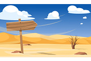 Wooden signpost in desert among, a Texture Illustration by Vectorbuum (Thumbnail 1 of 3)