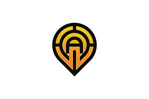 letter A pin location map logo, a Branding & Logo Template by Rasagama Studio