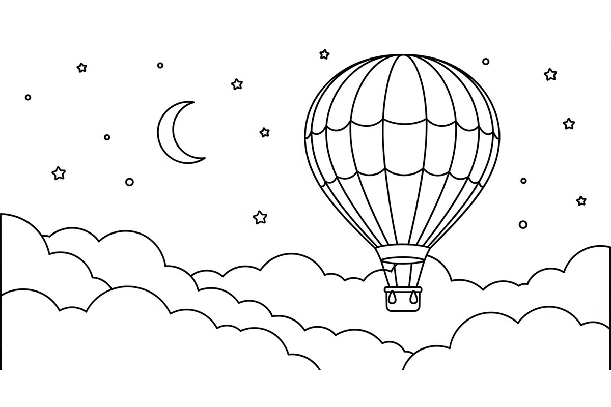 Hot Air Balloon Cloud Line Art bundl, an Illustration by Designer_Momina (Photo 6 of 51)