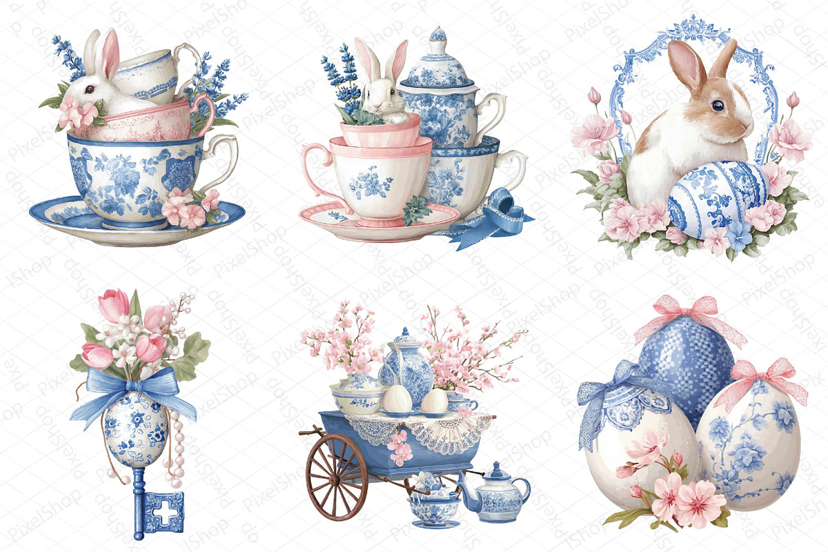 Easter Grandmillennial Clipart, an Illustration by DreamPrint404 (Photo 6 of 6)