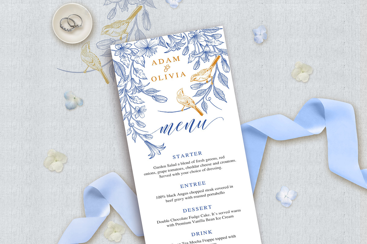 Love birds Wedding Menu card, an Invitation Template by Shwet Art (Photo 3 of 5)