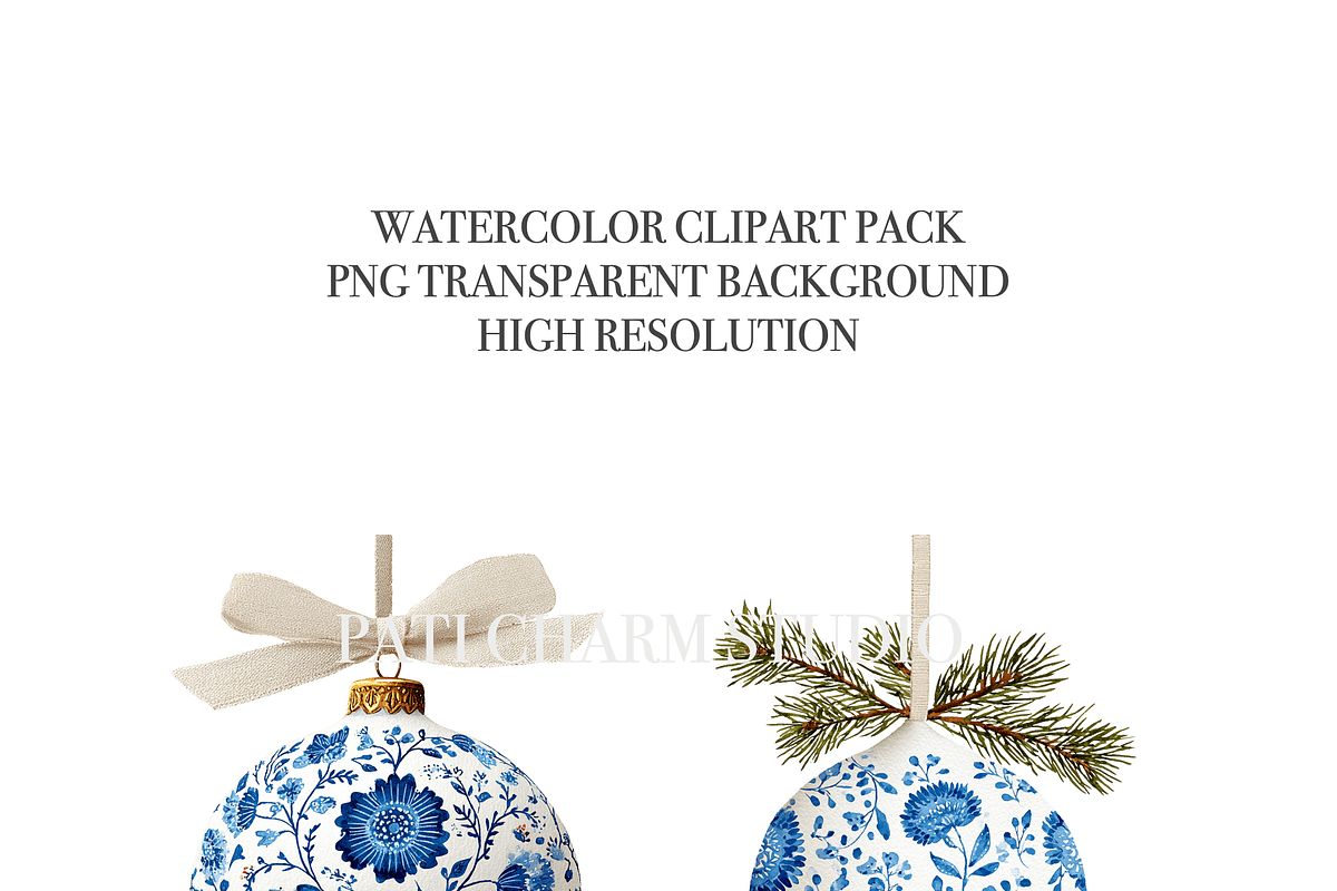 Christmas Baubles Clipart Set, a Decorative Illustration by Pati Charm Studio (Photo 4 of 8)