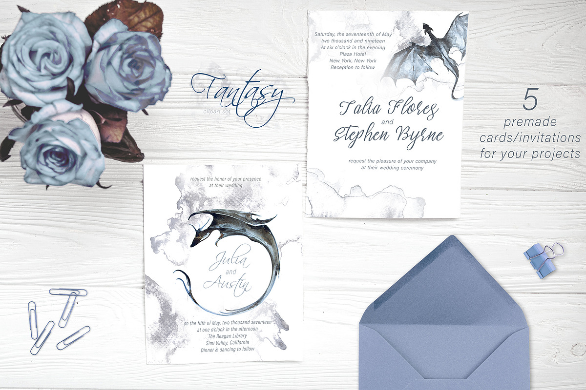 Hand-Painted Fantasy Clipart Set, a Decorative Illustration by ArtCreationsDesign (Photo 2 of 5)