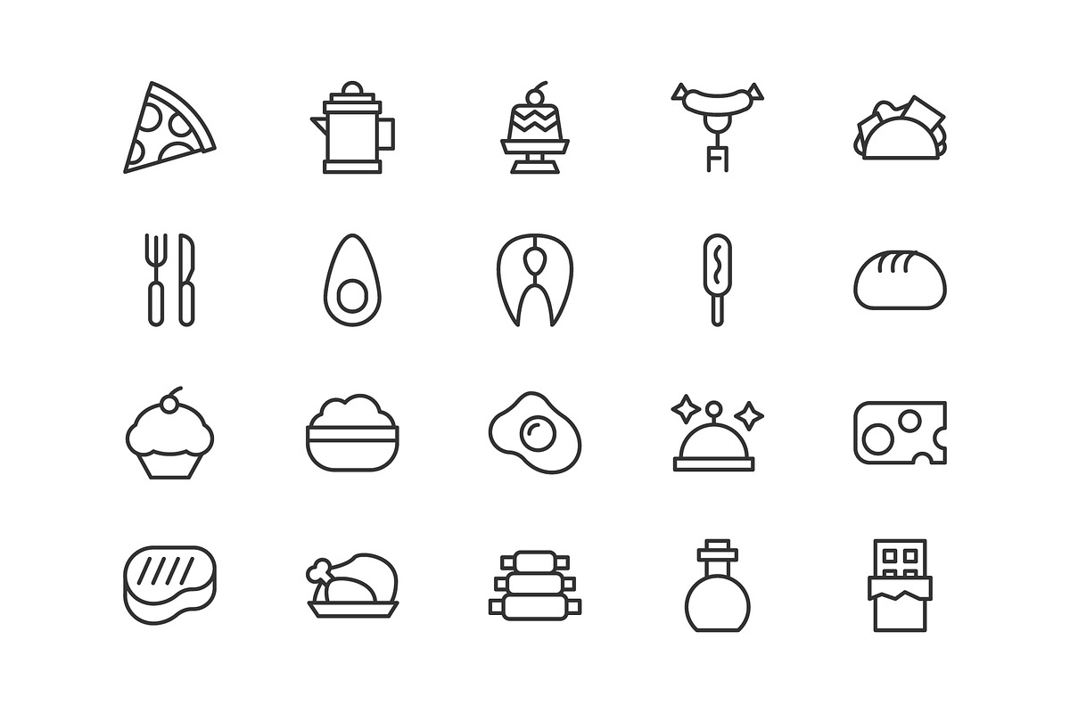 Set Of Cook Line Icons., a Solid Icon by DStarky