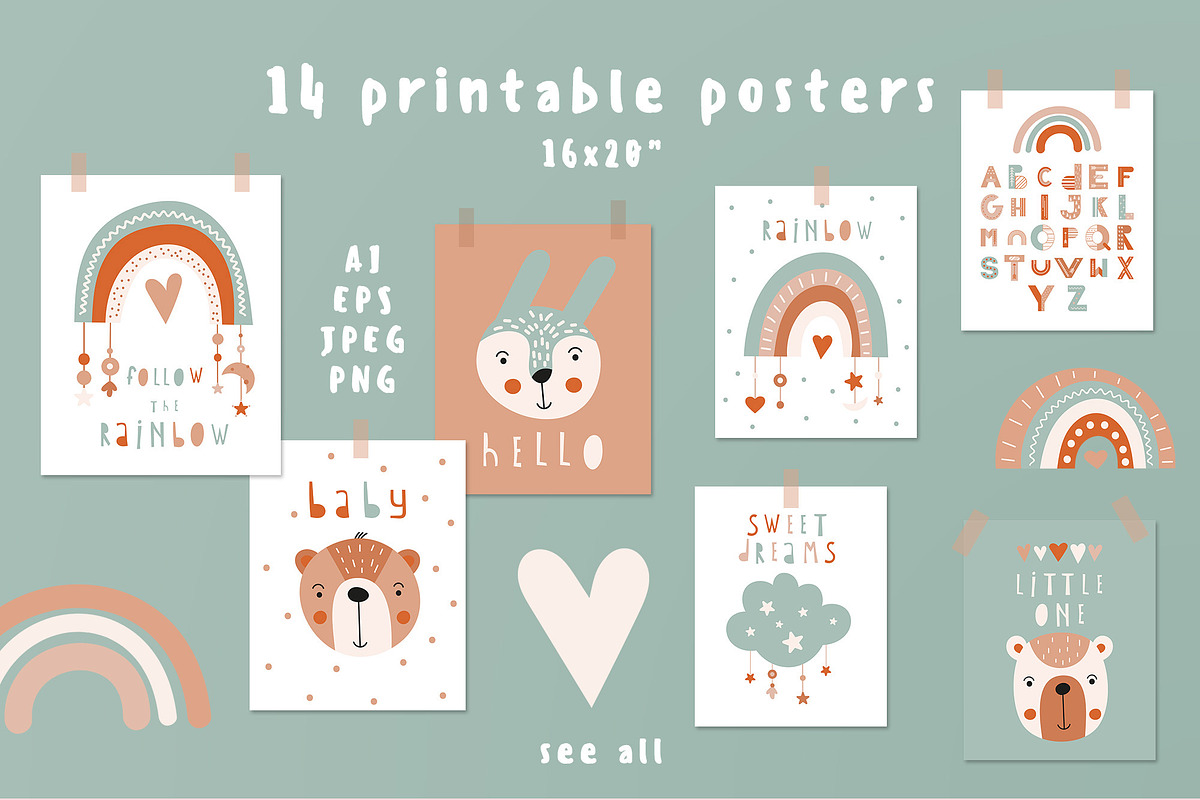 Boho bundle Nursery animals clipart, an Animal Illustration by Nursery Art (Photo 2 of 10)