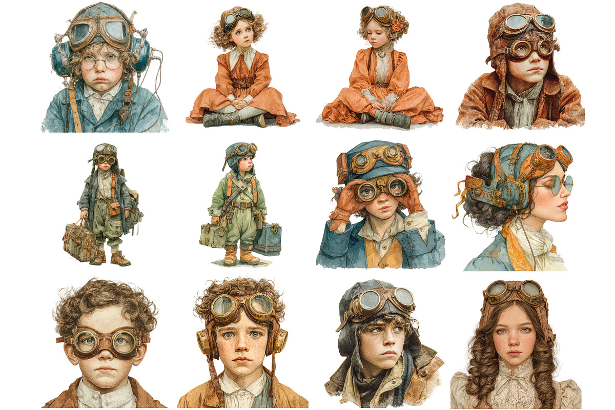 Vintage Kids Steampunk Ephemera, an Illustration by DreamArtGraphic (Photo 3 of 4)