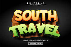 South Travel 3D Editable Text Effect