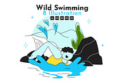 10 Wild Swimming Vector Illustration, a Person Illustration by denayunebgt (Thumbnail 1 of 3)