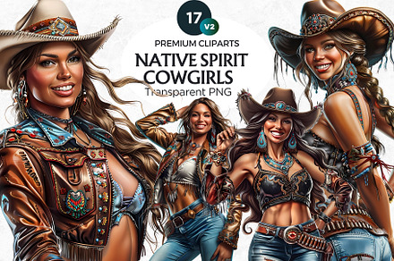 Native Spirit Cowgirls Clipart Set, a Person Illustration by ThatsDesign Art
