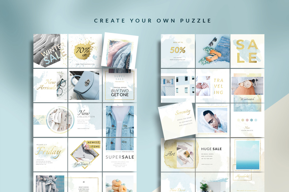Instagram Puzzle Wind - Canva & PS, a Social Media Template by Eviory