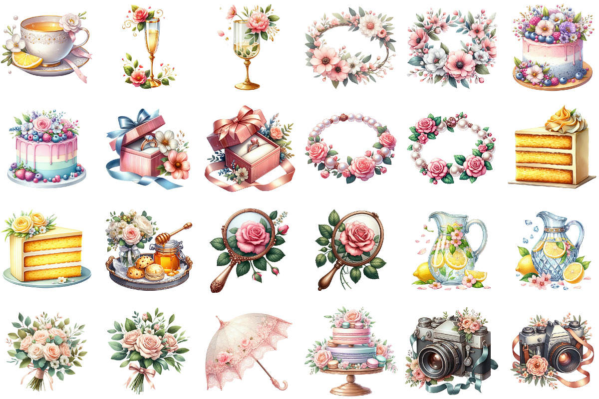 Summer Bridal Tea Party Set Clipart, an Illustration by Sublimation Artist (Photo 2 of 6)