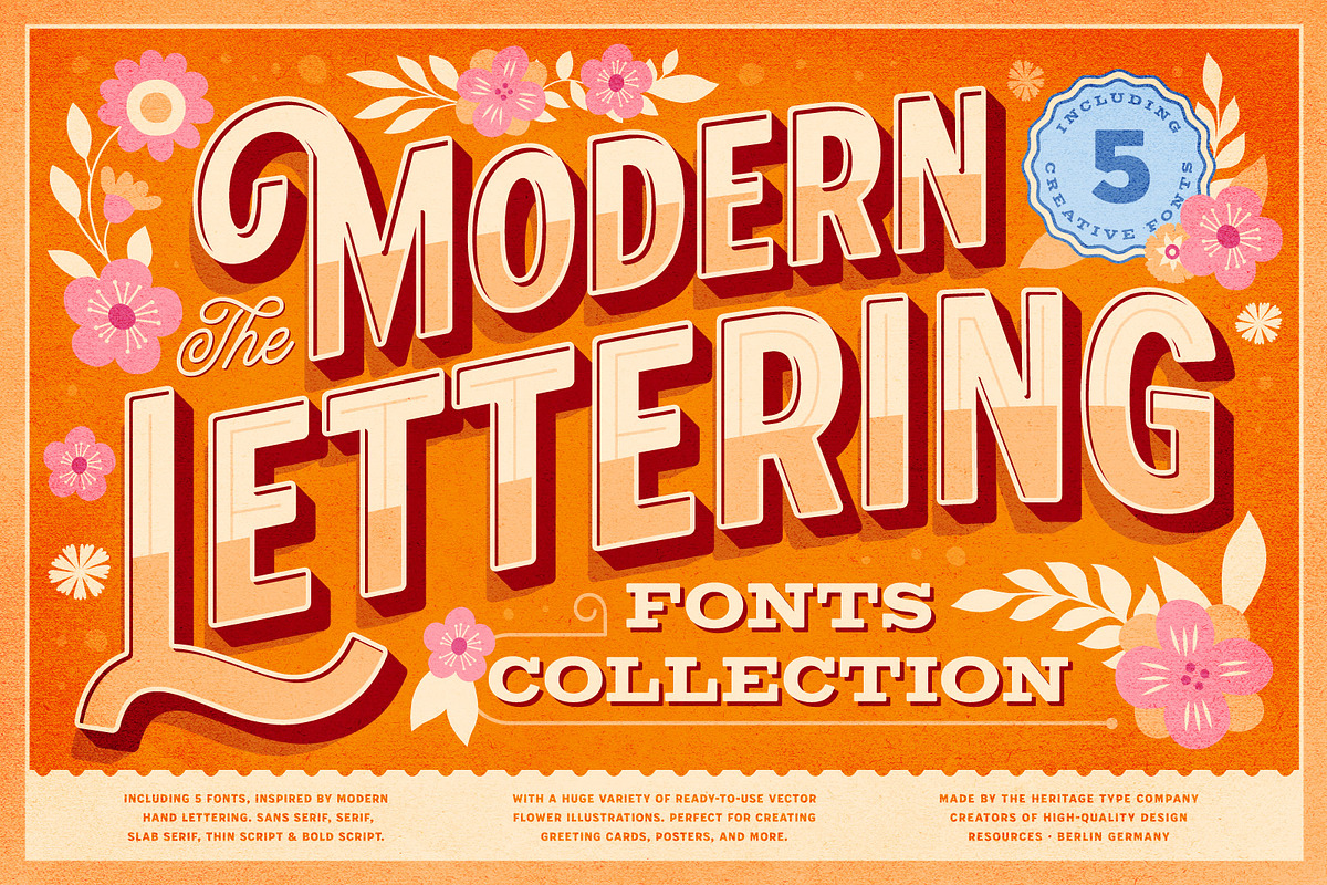 Modern Lettering Fonts Collection, a Script Font by Heritage Type Co. (Photo 1 of 21)