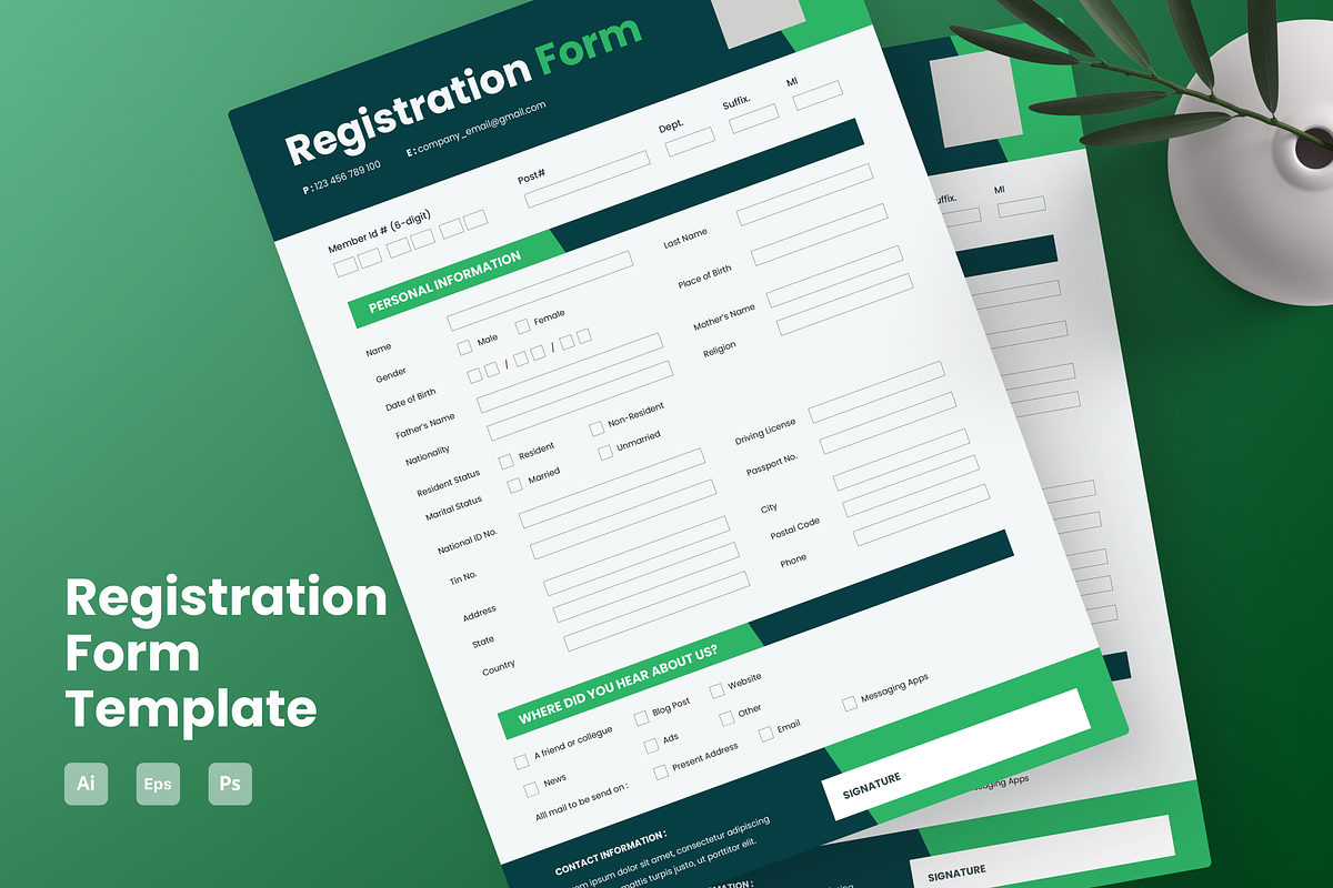Modern Registartion Form, a Stationery Template by Annora Studio ...